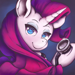 Size: 1280x1280 | Tagged: safe, artist:espeon, rarity, ask surgeon rarity, g4, female, solo, stethoscope, tumblr