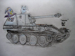 Size: 1024x768 | Tagged: safe, artist:blueboxdave, trixie, g4, marder iii, tank (vehicle)