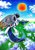 Size: 748x1068 | Tagged: safe, artist:szopwmeloniku, oc, oc only, oc:stardust mach, pony, unicorn, flying, hill, lake, mountain, solo, sun, water