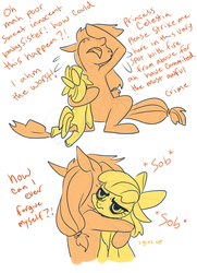 Size: 1024x1418 | Tagged: safe, artist:trazodoned, apple bloom, applejack, g4, comic, drama queen, nose in the air, sisters