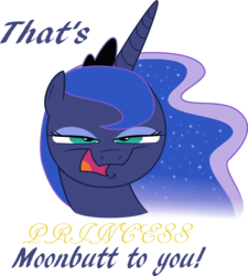 Size: 1701x1887 | Tagged: safe, artist:istilllikegamecubes, princess luna, g4, female, looking at you, moonbutt, nighmurr mun, solo, squint