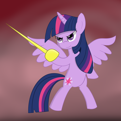 Size: 2048x2048 | Tagged: safe, artist:nuke928, twilight sparkle, alicorn, pony, g4, epee, female, fencing, high res, mare, solo, twilight sparkle (alicorn)