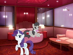 Size: 1280x960 | Tagged: safe, octavia melody, rarity, g4, bed, classy, female, hotel, irl, lesbian, photo, ponies in real life, raritavia, vector