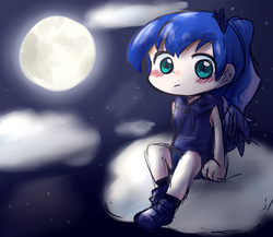 Size: 1280x1109 | Tagged: safe, artist:gyaheung, princess luna, human, g4, cloud, cloudy, female, humanized, moon, solo