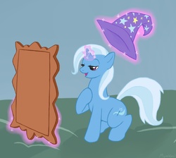 Size: 612x549 | Tagged: safe, artist:mumbles, trixie, pony, unicorn, g4, female, magic, mare, mirror, solo