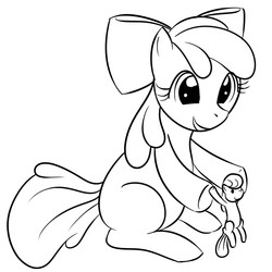 Size: 600x600 | Tagged: source needed, safe, artist:kloudmutt, apple bloom, g4, doll, lineart, monochrome