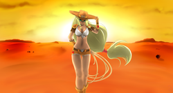 Size: 3148x1694 | Tagged: safe, artist:malifikyse, applejack, human, g4, cowgirl, female, humanized, solo, wild west