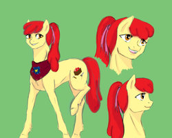 Size: 1024x819 | Tagged: safe, artist:no-shining-knight, apple bloom, g4, female, older, ponytail, ribbon, solo