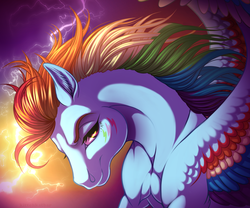 Size: 1280x1066 | Tagged: safe, artist:kittehkatbar, rainbow dash, g4, female, portrait, rainbow power, solo