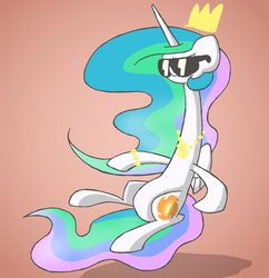 Size: 2900x3000 | Tagged: safe, artist:switchy, princess celestia, ask celestia stuff, g4, bling, celestia stuff, female, high res, jewelry, levitation, long neck, necklace, solo, sunglasses, swag