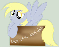 Size: 600x477 | Tagged: artist needed, source needed, safe, derpy hooves, pegasus, pony, g4, abandoned, box, female, mare