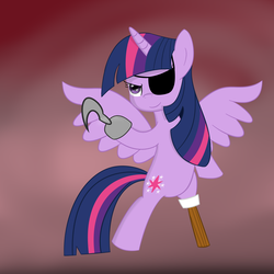 Size: 2048x2048 | Tagged: safe, artist:nuke928, twilight sparkle, alicorn, pony, g4, amputee, eyepatch, female, high res, hook, mare, peg leg, pirate, prosthetic leg, prosthetic limb, prosthetics, solo, twilight sparkle (alicorn)