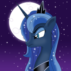 Size: 3000x3000 | Tagged: safe, artist:sadlylover, princess luna, alicorn, pony, g4, female, high res, moon, night, night sky, portrait, solo, stars