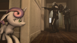 Size: 1920x1080 | Tagged: safe, artist:fd-daylight, sweetie belle, g4, 3d, hiding, metrocop, source filmmaker