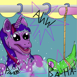 Size: 512x513 | Tagged: safe, artist:epiclunadragon, gummy, pinkie pie, twilight sparkle, g4, bath, prank