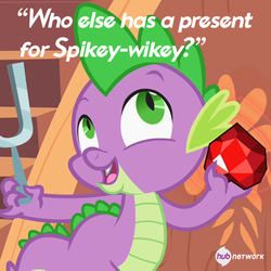 Size: 549x548 | Tagged: safe, edit, edited screencap, screencap, spike, dragon, g4, official, secret of my excess, cropped, fire ruby, gem, hub logo, male, ruby, the hub, tuning fork