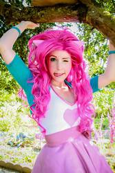 Size: 640x960 | Tagged: safe, artist:clefchan, pinkie pie, human, equestria girls, g4, cosplay, irl, irl human, photo, solo, tongue out, wink