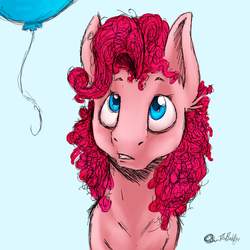 Size: 800x800 | Tagged: safe, artist:the-blackeye, pinkie pie, g4, balloon, cute, pink, sketch