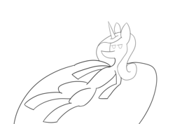 Size: 4092x2893 | Tagged: safe, artist:gustav tremendous, princess cadance, pony, g4, female, lineart, lying down, mare, on back, simple background, solo, white background