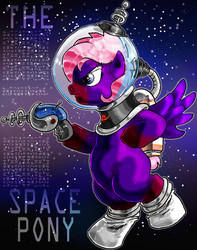 Size: 630x800 | Tagged: safe, pony, bipedal, laser, raygun, space, spacesuit