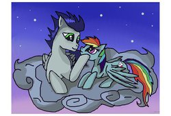 Size: 400x270 | Tagged: safe, artist:chessaw, rainbow dash, soarin', fanfic:piercing the heavens, g4, cloud, fanfic art, female, male, ship:soarindash, shipping, straight
