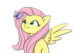 Size: 697x510 | Tagged: safe, artist:carnifex, fluttershy, butterfly, g4, cute, eyes on the prize, female, shyabetes, smiling, solo, spread wings