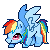 Size: 50x50 | Tagged: safe, artist:yokokinawa, rainbow dash, animated, female, icon, pixel art, simple background, solo, spread wings, transparent background