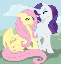 Size: 650x684 | Tagged: safe, fluttershy, rarity, pegasus, pony, unicorn, g4, female, mare