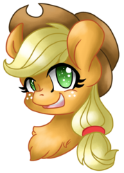 Size: 2263x3168 | Tagged: safe, artist:sk-ree, applejack, earth pony, pony, g4, bust, chest fluff, cute, female, high res, jackabetes, mare, no pupils, open mouth, portrait, simple background, smiling, solo, transparent background