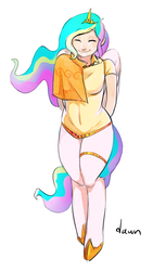 Size: 621x1101 | Tagged: safe, artist:fornicata, artist:mimicpony, oc, oc only, oc:dawn, satyr, colored, offspring, parent:oc:anon, parent:princess celestia, smiling