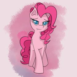 Size: 3000x3000 | Tagged: safe, artist:rengam, pinkie pie, earth pony, pony, g4, bedroom eyes, cute, fangs, female, high res, looking at you, mare, smiling, solo