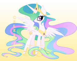 Size: 1685x1343 | Tagged: safe, artist:chibichrysalis, princess celestia, g4, female, looking at you, solo, spread wings