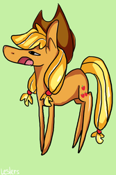Size: 600x900 | Tagged: safe, artist:leslers, applejack, g4, female, open mouth, simple background, solo