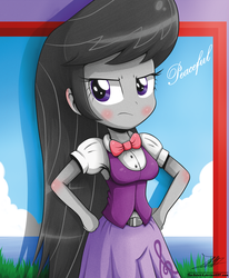 Size: 1784x2162 | Tagged: safe, artist:the-butch-x, octavia melody, equestria girls, g4, angry, blushing, clothes, cute, female, solo, tavibetes, tsundere