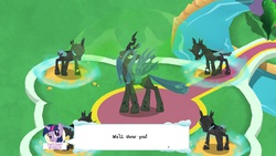 Size: 1136x640 | Tagged: safe, gameloft, queen chrysalis, changeling, g4