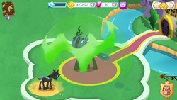 Size: 1136x640 | Tagged: safe, gameloft, queen chrysalis, changeling, g4