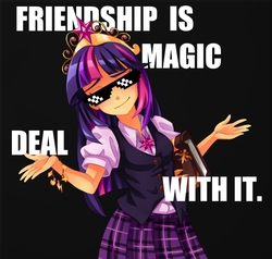 Size: 845x806 | Tagged: safe, artist:semehammer, edit, twilight sparkle, alicorn, human, g4, clothes, deal with it, humanized, skirt, sunglasses, swag glasses, twilight sparkle (alicorn)