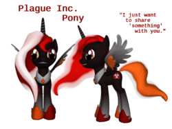 Size: 1600x1200 | Tagged: safe, oc, oc only, oc:princess zero, alicorn, pony, ponylumen, 3d, alicorn oc, plague, plague inc, solo, this will end in death