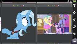 Size: 960x544 | Tagged: safe, fluttershy, trixie, twilight sparkle, derpibooru, g4, alicorn amulet, exploitable meme, jaw drop, juxtaposition, juxtaposition win, meme, meta, playstation vita, screenshots