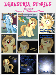 Size: 1800x2409 | Tagged: safe, artist:estories, carrot top, golden harvest, oc, oc only, oc:alice goldenfeather, oc:moon dust (estories), oc:penumbra, earth pony, pegasus, pony, unicorn, comic:find yourself, g4, comic