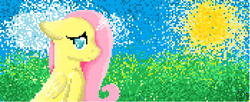 Size: 1280x523 | Tagged: safe, artist:scribbleheartslove, fluttershy, pegasus, pony, g4, female, ms paint, pixel art, solo