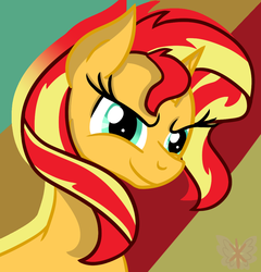 Size: 1012x1054 | Tagged: safe, artist:haley, sunset shimmer, pony, unicorn, g4, bust, dreamworks face, female, solo