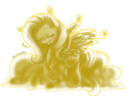 Size: 1024x768 | Tagged: safe, artist:yami-sempai, fluttershy, g4, female, monochrome, singing, solo