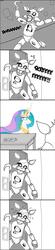 Size: 354x1600 | Tagged: safe, princess celestia, fox, princess molestia, g4, comic, five nights at freddy's, foxy, rapeface