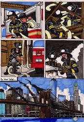 Size: 1359x1969 | Tagged: safe, artist:newyorkx3, human, comic:twilight and the big city, comic, fire engine, firefighter, traditional art