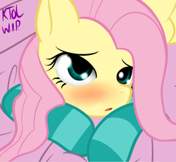 Size: 639x589 | Tagged: safe, artist:pshyzomancer, fluttershy, pegasus, pony, g4, bedroom eyes, blushing, clothes, female, looking at you, mare, socks, solo, striped socks, wip