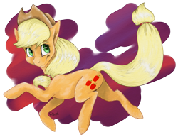 Size: 1564x1207 | Tagged: safe, artist:amberswirl, applejack, earth pony, pony, g4, female, looking back, mare, running, simple background, solo, transparent background