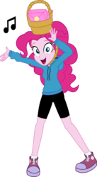 Size: 1817x3312 | Tagged: safe, artist:skycatcherequestria, pinkie pie, equestria girls, g4, basket, clothes, female, hoodie, singing telegram, solo