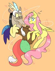 Size: 1024x1318 | Tagged: dead source, safe, artist:rainbowlover001, discord, fluttershy, g4, female, male, ship:discoshy, shipping, straight