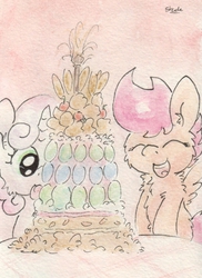 Size: 688x943 | Tagged: safe, artist:slightlyshade, scootaloo, sweetie belle, g4, traditional art